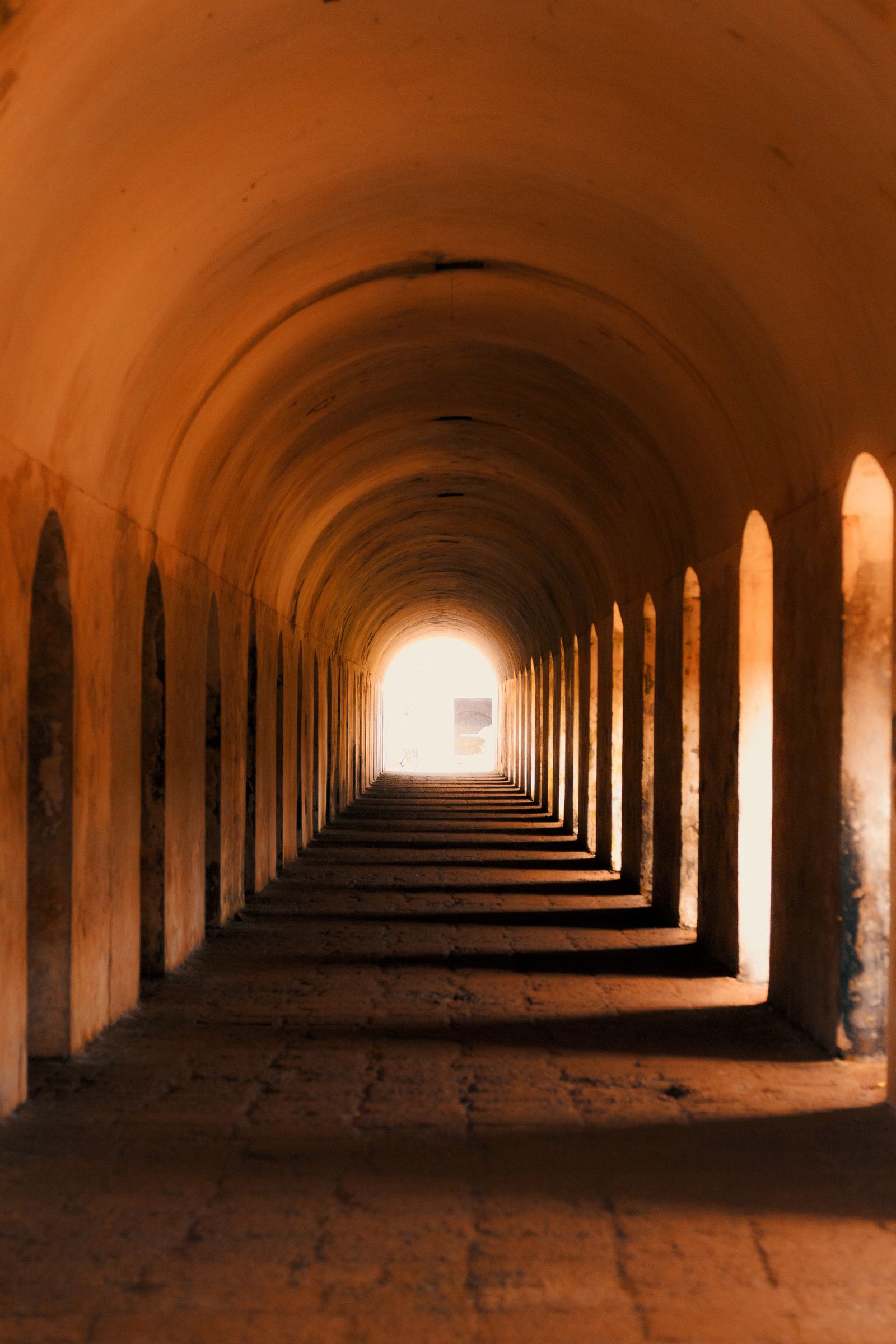View through architectural arches